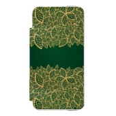 Golden leaf op groene achtergrond incipio iPhone portemonnee hoesje (Voorkant Agenda)