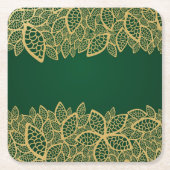 Golden leaf op groene achtergrond kartonnen onderzetters (Voorkant)