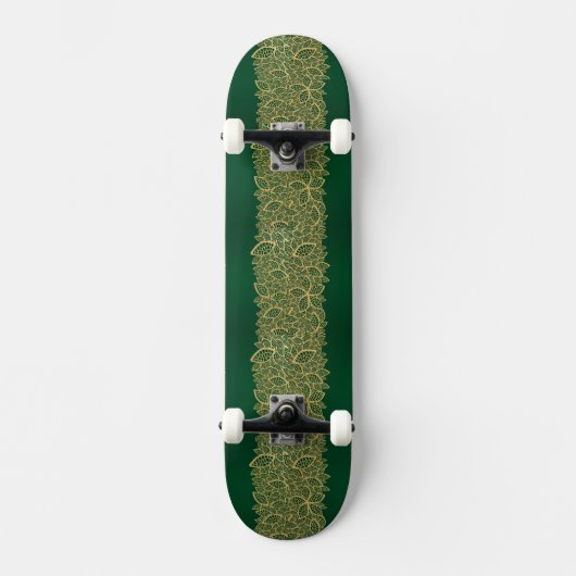 Golden leaf op groene achtergrond persoonlijk skateboard (Voorkant)