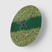 Golden leaf op groene achtergrond ronde klok (Hoek)