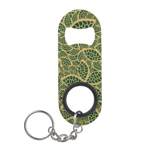 Golden leaf op groene achtergrond sleutelhanger flessenopener (Voorkant)