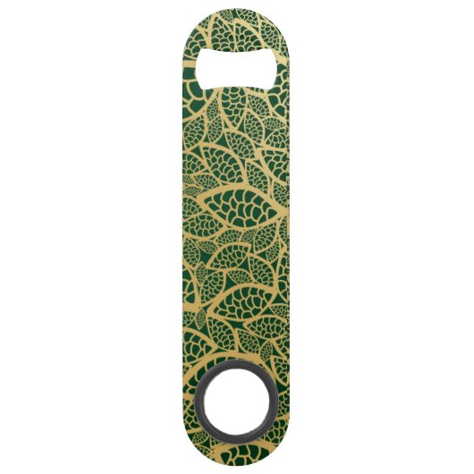 Golden leaf op groene achtergrond speed flessenopener (Voorkant)