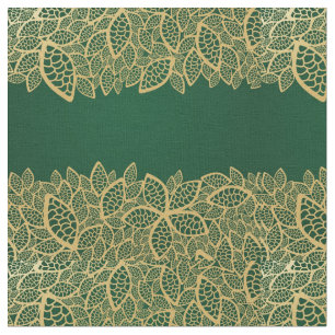 Golden leaf op groene achtergrond stof