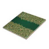 Golden leaf op groene achtergrond tegeltje (Zijkant)