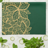 Golden leaf op groene achtergrond theedoek (Gevouwen)