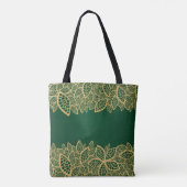 Golden leaf op groene achtergrond tote bag (Achterkant)