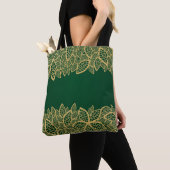 Golden leaf op groene achtergrond tote bag (Dichtbij)