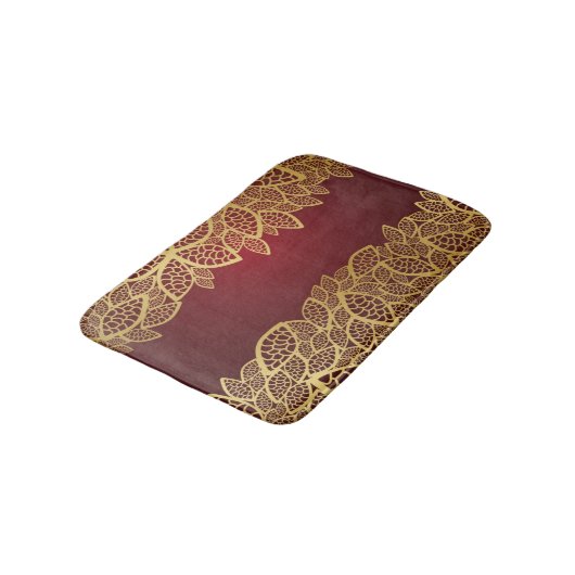 Golden leaf op rode achtergrond badmat (Gekanteld)