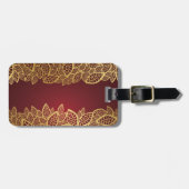 Golden leaf op rode achtergrond bagagelabel (Voorkant horizontaal)