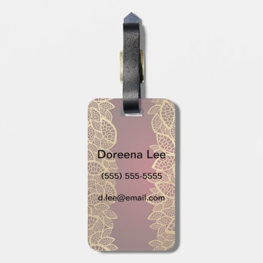 Golden leaf op rode achtergrond bagagelabel (Achterkant verticaal)