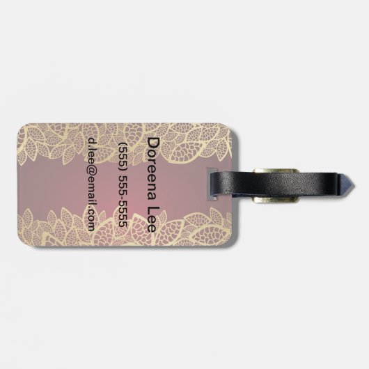 Golden leaf op rode achtergrond bagagelabel (Achterkant horizontaal)