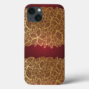Golden leaf op rode achtergrond Case-Mate iPhone case