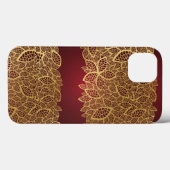 Golden leaf op rode achtergrond Case-Mate iPhone case (Achterkant (horizontaal))