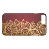 Golden leaf op rode achtergrond Case-Mate iPhone case (Achterkant (Horizontaal))