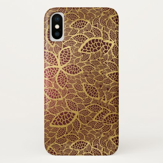 Golden leaf op rode achtergrond Case-Mate iPhone case (Achterkant)