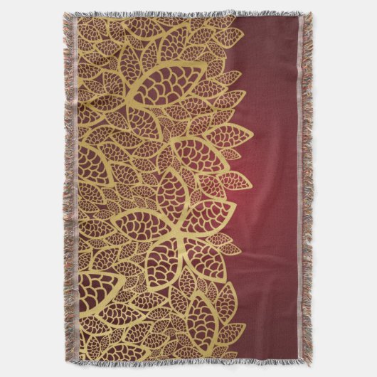 Golden leaf op rode achtergrond deken (Voorkant Verticaal)