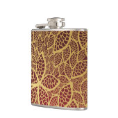 Golden leaf op rode achtergrond heupfles (Links)