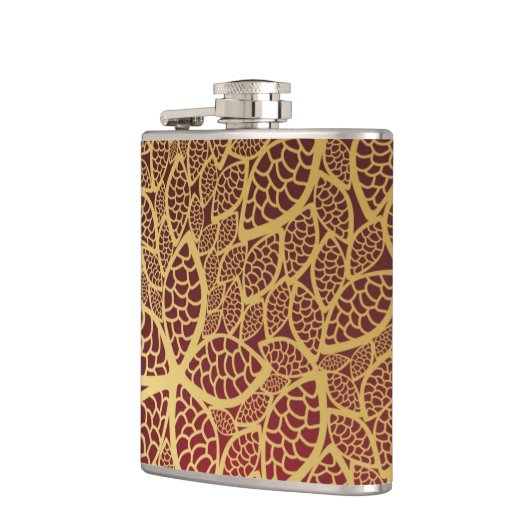 Golden leaf op rode achtergrond heupfles (Links)