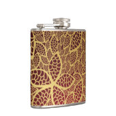 Golden leaf op rode achtergrond heupfles (Rechts)