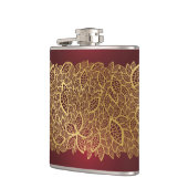 Golden leaf op rode achtergrond heupfles (Links)