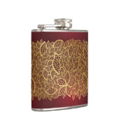 Golden leaf op rode achtergrond heupfles (Rechts)