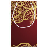 Golden leaf op rode achtergrond klein cadeauzakje (Achterkant)