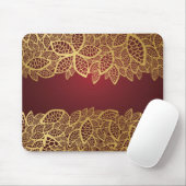 Golden leaf op rode achtergrond muismat (Met muis)