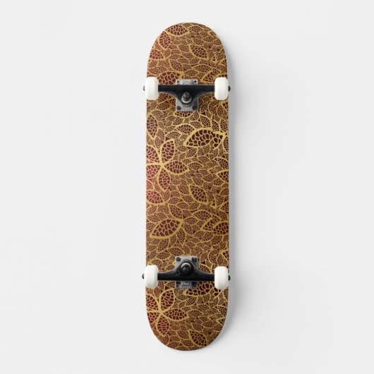 Golden leaf op rode achtergrond persoonlijk skateboard (Voorkant)