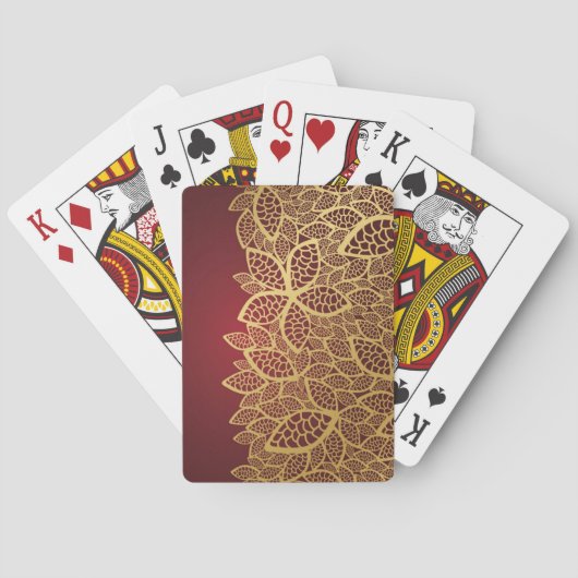 Golden leaf op rode achtergrond pokerkaarten (Achterkant)
