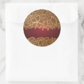 Golden leaf op rode achtergrond ronde sticker (Tas)