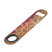 Golden leaf op rode achtergrond speed flessenopener (Achterkant Gekanteld)