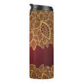 Golden leaf op rode achtergrond thermosbeker (Geroteerd rechts)