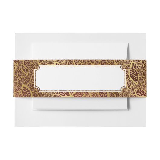 Golden leaf op rode achtergrond uitnodigingen wikkel (Voorkant Voorbeeld)