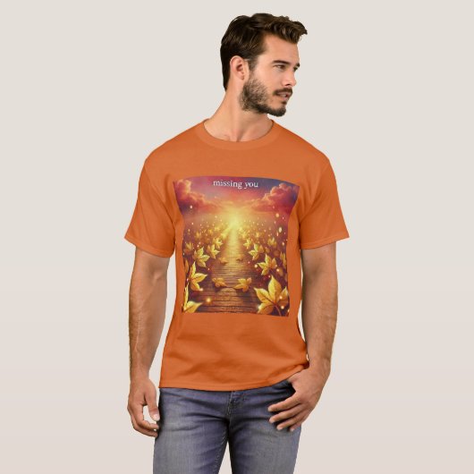 Golden Leaf Path Mannen Tshirt (Voorkant volledig)