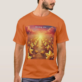 Golden Leaf Path Mannen Tshirt