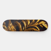 Golden Leaf Pattern Skateboard: Natuur Ontmoet Lux Persoonlijk Skateboard (Horizontaal)
