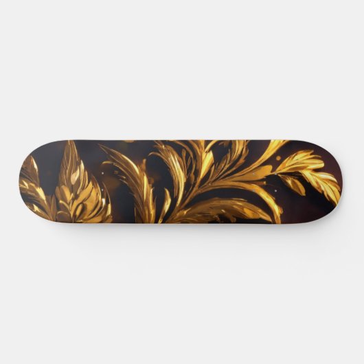 Golden Leaf Pattern Skateboard: Natuur Ontmoet Lux Persoonlijk Skateboard (Horizontaal)