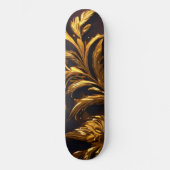 Golden Leaf Pattern Skateboard: Natuur Ontmoet Lux Persoonlijk Skateboard (Voorkant)