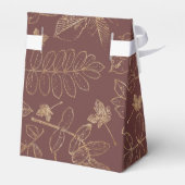 Golden Leaf Pattern Wedding Gold/Burgundy ID655 Bedankdoosjes (Achterkant)