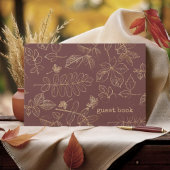 Golden Leaf Pattern Wedding Gold/Burgundy ID655 Gastenboek