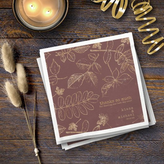Golden Leaf Pattern Wedding Gold/Burgundy ID655 Servet