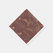 Golden Leaf Pattern Wedding Gold/Burgundy ID655 Servet (Hoek)