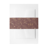 Golden Leaf Pattern Wedding Gold/Burgundy ID655 Uitnodigingen Wikkel (Voorkant Voorbeeld)