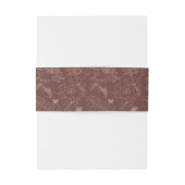 Golden Leaf Pattern Wedding Gold/Burgundy ID655 Uitnodigingen Wikkel (Achterkant Voorbeeld)