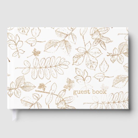 Golden Leaf Pattern Wedding ID655 Gastenboek (Voorkant)