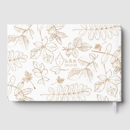 Golden Leaf Pattern Wedding ID655 Gastenboek (Achterkant)