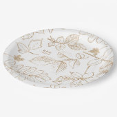 Golden Leaf Pattern Wedding ID655 Papieren Bordje (Gekanteld)