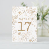 Golden Leaf Pattern Wedding Table Numbers ID655 Kaart (Staand voorkant)
