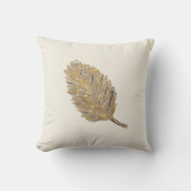 Golden Leaf Pillow -1 op Cream