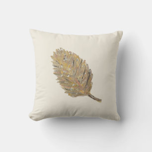 Golden Leaf Pillow -1 op Cream Kussen